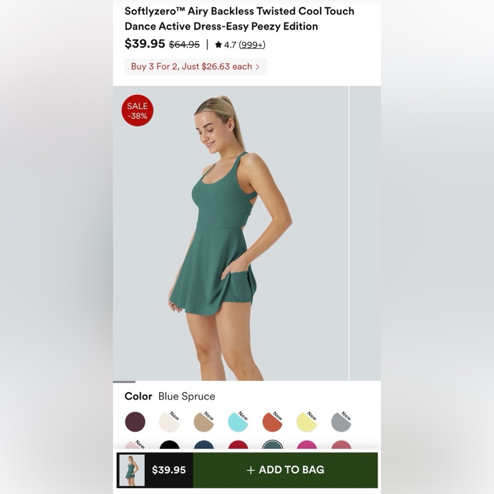 HALARA Softlyzero™Dress Easy Peezy Airy Twisted Cool Touch M Blue Spruce